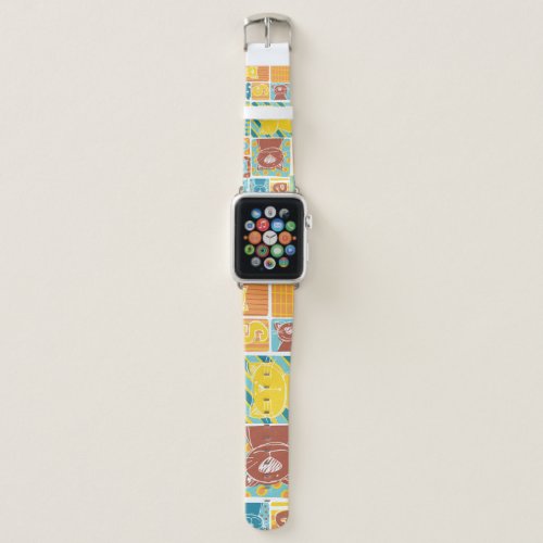 Funny Cat Fabric Patchwork Wallpaper Apple Watch Band