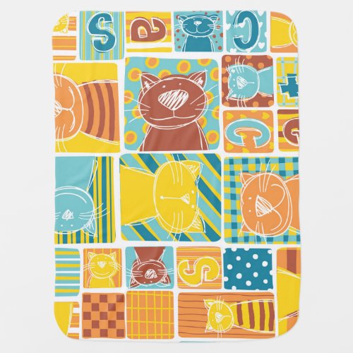 Funny Cat Fabric Patchwork Wallpaper Baby Blanket