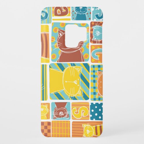 Funny Cat Fabric Patchwork Wallpaper Case_Mate Samsung Galaxy S9 Case
