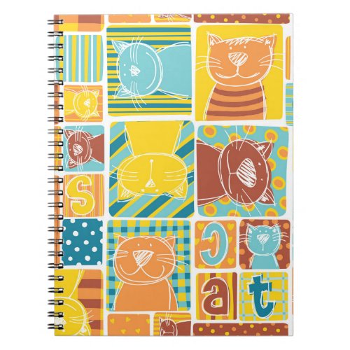 Funny Cat Fabric Patchwork Wallpaper Notebook