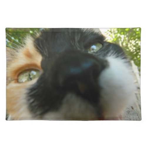 Funny cat face close up photo cloth placemat