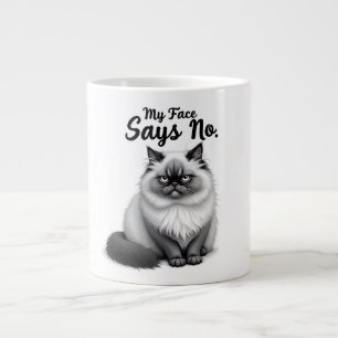 Funny Cat Face Illustration – Minimal Cute Cat Art Giant Coffee Mug