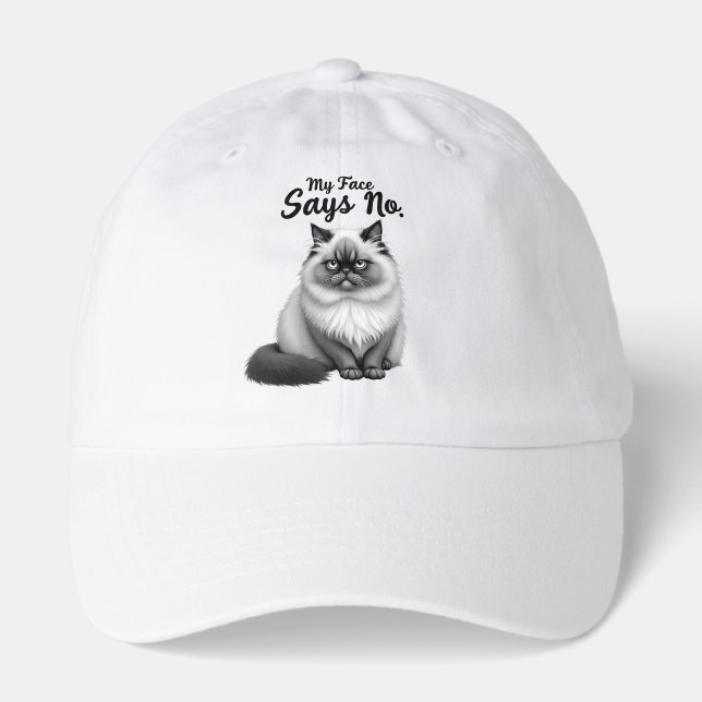 Funny Cat Face Illustration – Minimal Cute Cat Art Hat (Front)