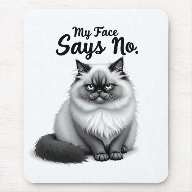 Funny Cat Face Illustration – Minimal Cute Cat Art Mouse Pad (Front)