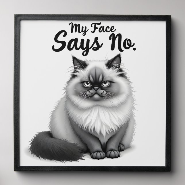 Funny Cat Face Illustration – Minimal Cute Cat Art Peel And Stick Photo Tile (Front Set)