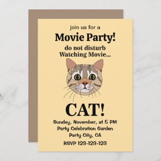 Funny Cat Face Movie Party Invitation