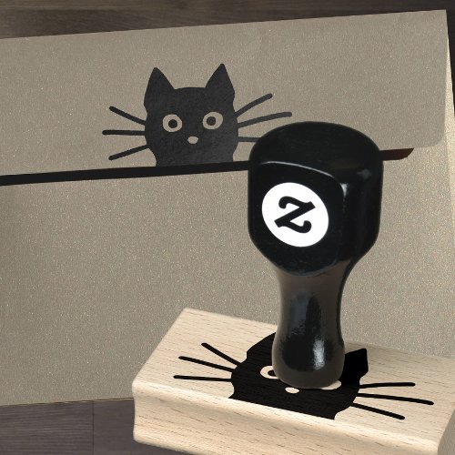Funny Cat Face with Long Whiskers  Cool Kitty Rubber Stamp