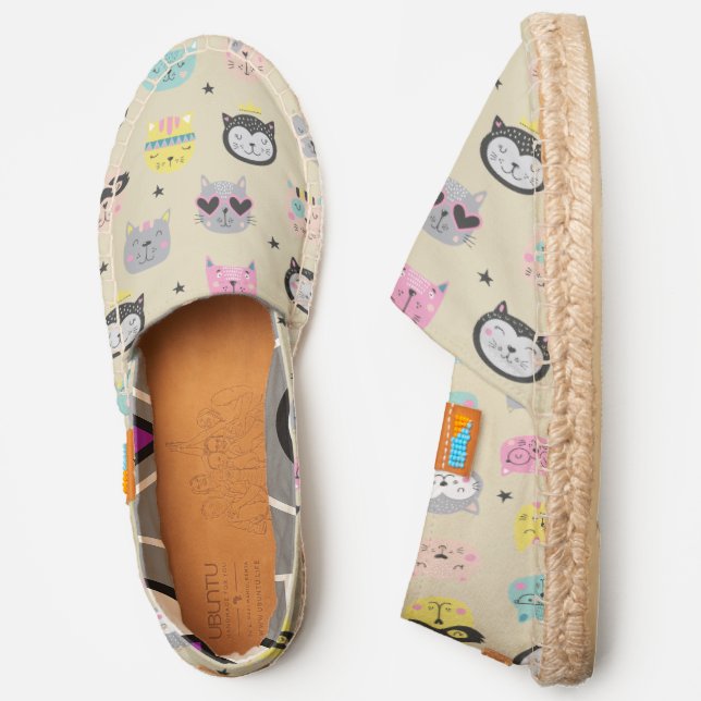 Funny Cat Faces Pick Your Own Background Color Espadrilles (Side)