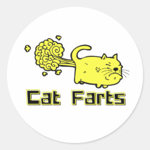 Funny Cat Farts Classic Round Sticker