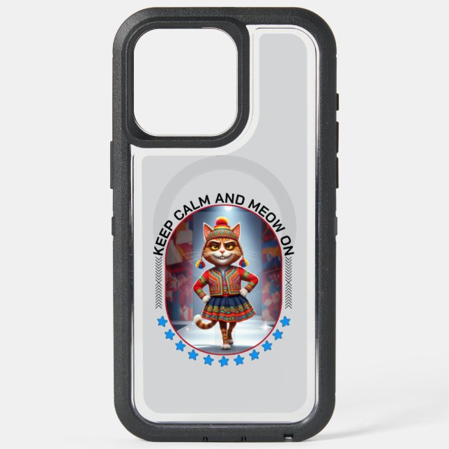 funny cat fashion show iPhone 15 pro max case (Back)