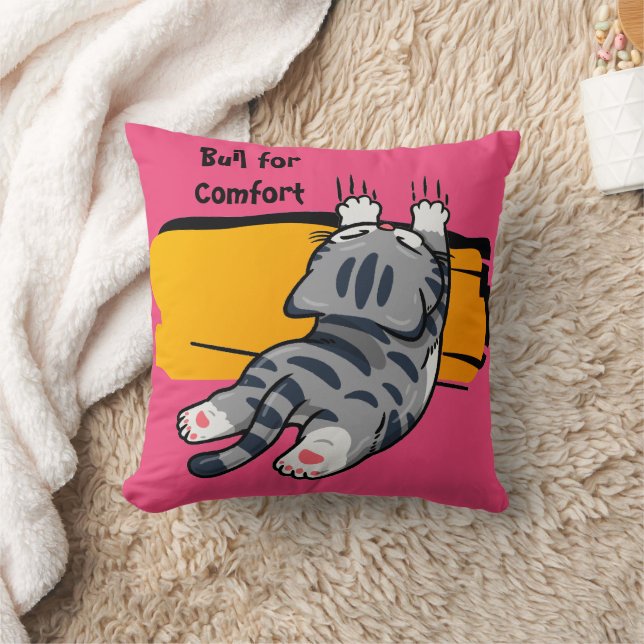 Funny Cat, Fat Cat, Funny Script, Modern Trendy  T Throw Pillow (Blanket)