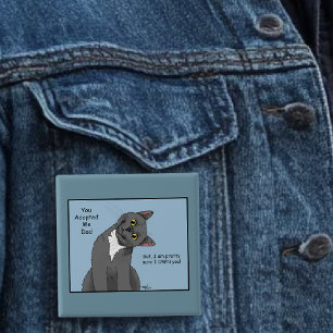 Funny Cat Father’s Day Gray Cat Blue Button