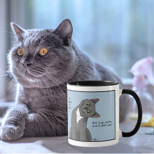 Funny Cat Father’s Day Gray Cat Blue Mug