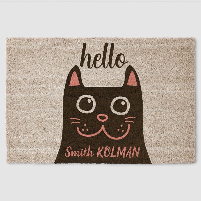 Funny Cat  Fiber Doormat (Front)
