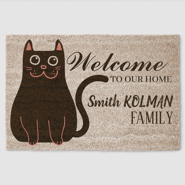 Funny Cat  Fiber Doormat (Front)