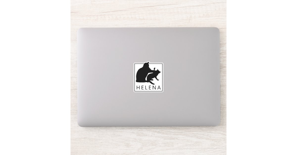 Funny Cat Fight Drawing Silhouette Personal Name Sticker Zazzle