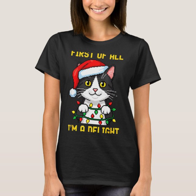 Funny Cat First Of All I'm A Delight Retro Gaming  T-Shirt (Front)