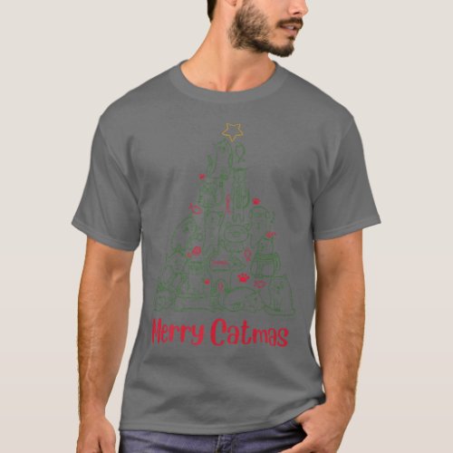 Funny Cat  Fish Merry Catmas Christmas Tree Cat L T_Shirt