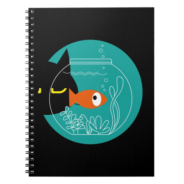 Funny Cat & Fish Notebook – Kuro Catto + Kin-chan  (Front)