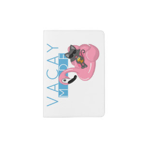 Funny Cat Flamingo Vacay Mode Vacation Passport Holder