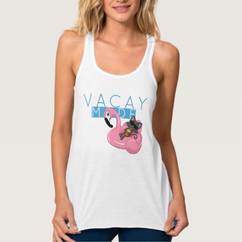 Funny Cat Flamingo Vacay Mode Vacation Tank Top