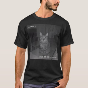 Funny Cat Flipping Off Middle Finger On Security T-Shirt