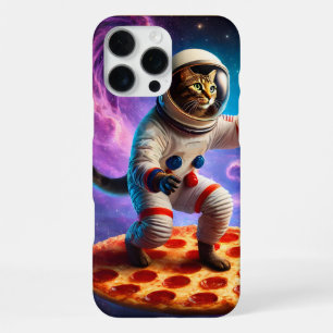 Funny Cat Flying A Pizza Astronaut Kitty Space iPhone 16 Pro Max Case
