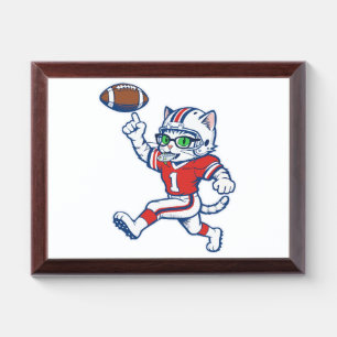 Funny Cat Football Player Award Plaque