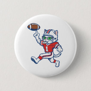 Funny Cat Football Player Button