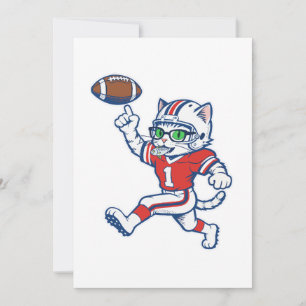Funny Cat Football Player Invitation