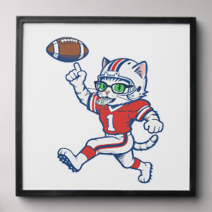 Funny Cat Football Player Peel And Stick Photo Tile