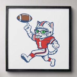 Funny Cat Football Player Peel And Stick Photo Tile