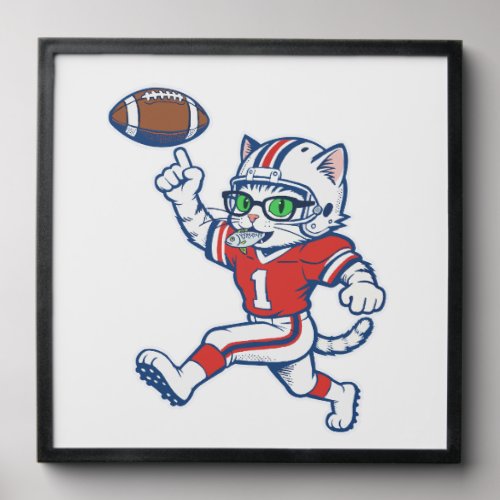 Funny Cat Football Player Peel And Stick Photo Tile