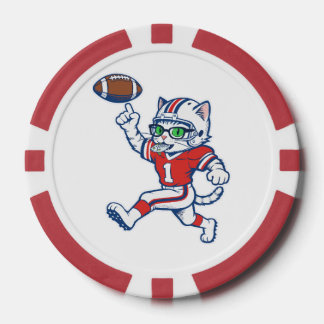 Funny Cat Football Player Poker Chips