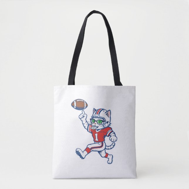 Funny Cat Football Player Tote Bag (Front)