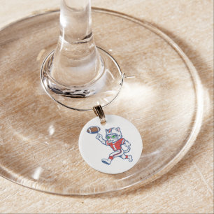 Funny Cat Football Player Wine Charm