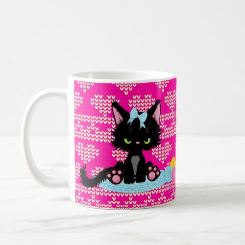 Funny Cat For Chaotic Knitters Coffee Mug