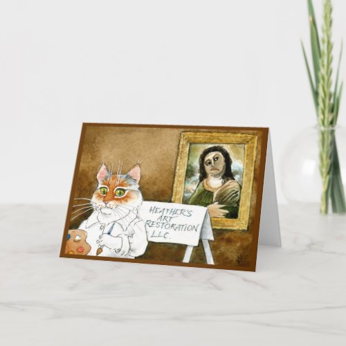 Funny cat fresco restoration Thank You card