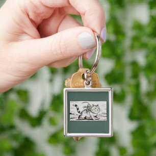 Funny Cat Frog Meme Medieval Vintage Keychain