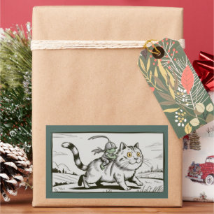 Funny Cat Frog Meme Medieval Vintage  Rectangular Sticker
