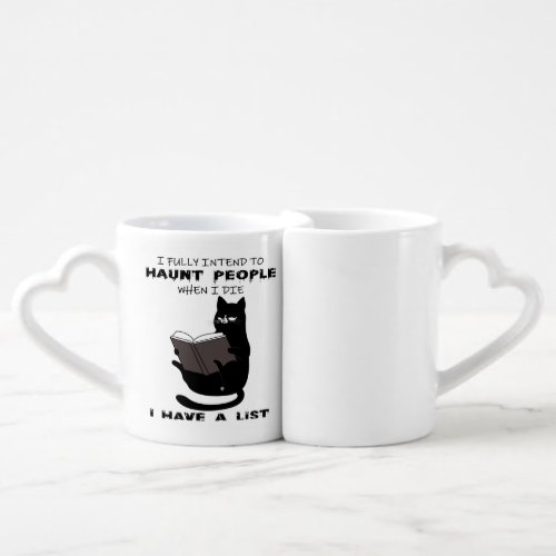 FUNNY CAT Funny Black Cat Sayings Cat read book Coffee Mug Set