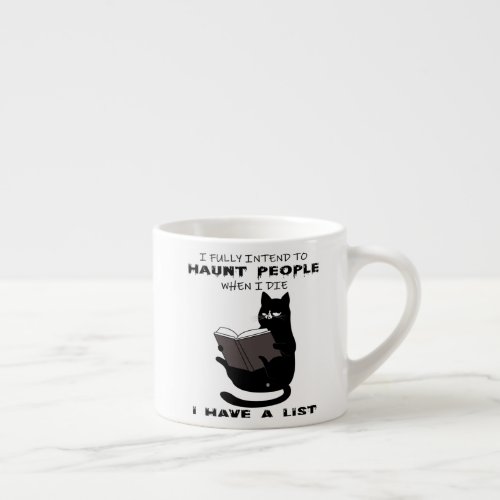 FUNNY CAT Funny Black Cat Sayings Cat read book Espresso Cup