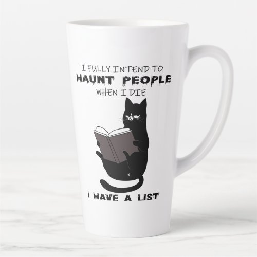 FUNNY CAT Funny Black Cat Sayings Cat read book Latte Mug
