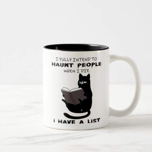FUNNY CAT Funny Black Cat Sayings Cat read book Two_Tone Coffee Mug