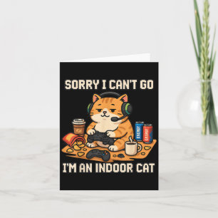 Funny Cat Gamer Indoor Introvert Lazy Humor Pixel  Card