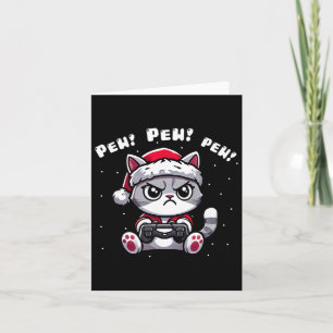 Funny Cat Gamer Pew Video Game Christmas Boys Kids Card
