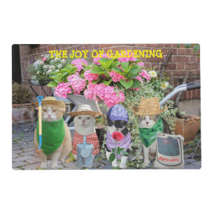 Funny Cat Gardeners Laminated Placemat