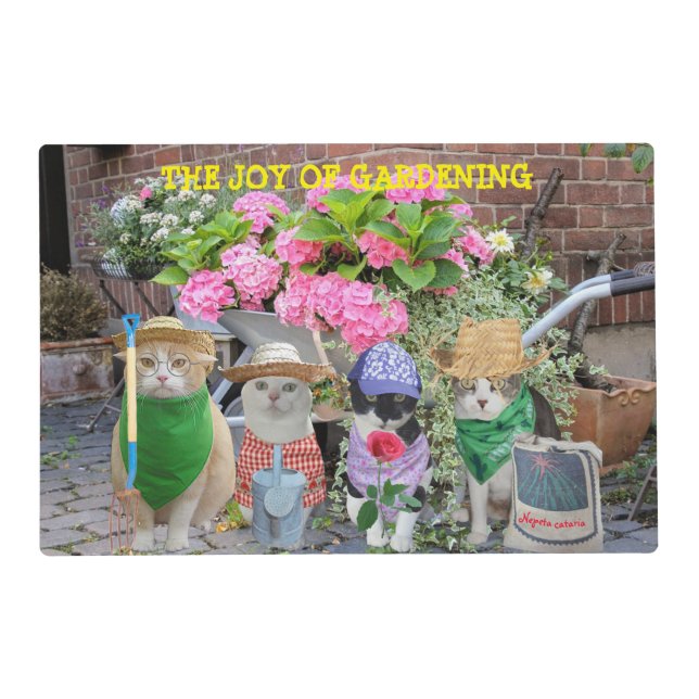 Funny Cat Gardeners Laminated Placemat (Front)