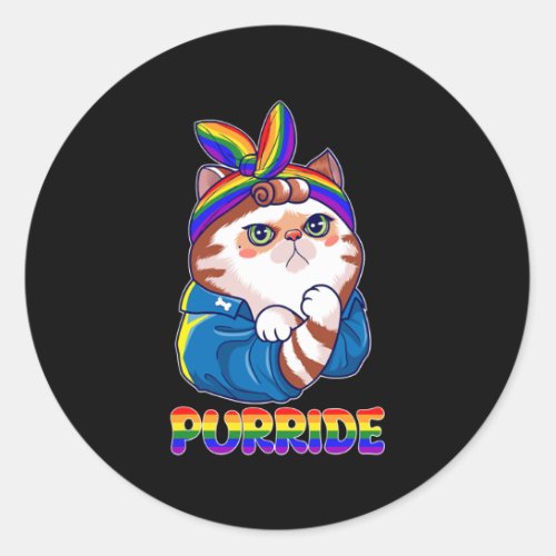 Funny Cat Gay Pride LGBT Purride Cat Kitten Classic Round Sticker