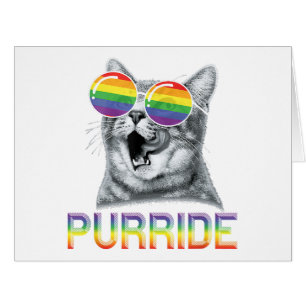 Funny Cat Gay Pride Rainbow Sunglasses LGBTQ Cards